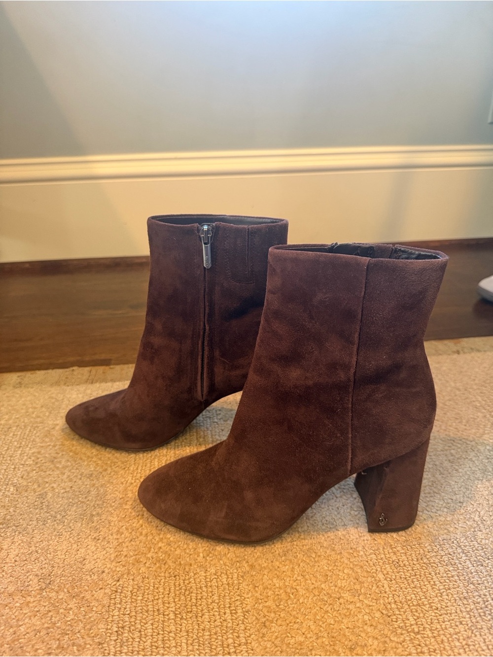 Sam Edelman burgundy suede booties